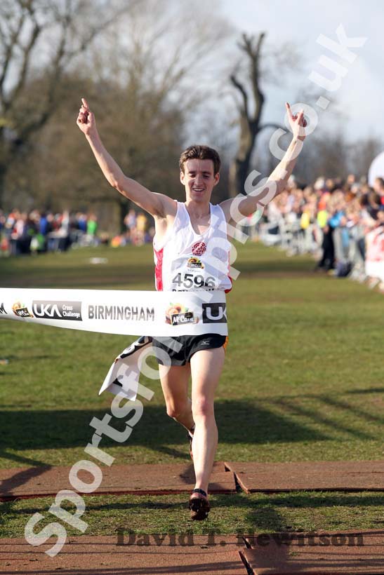 Keith Gerrard (Lancashire) wins the Senior Mens race, McCain Inter Counties Cross Country, Cofton Park, Birmingham.